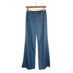 J.Crew Womens Wide-Leg Denim Pants Size 8 Blue